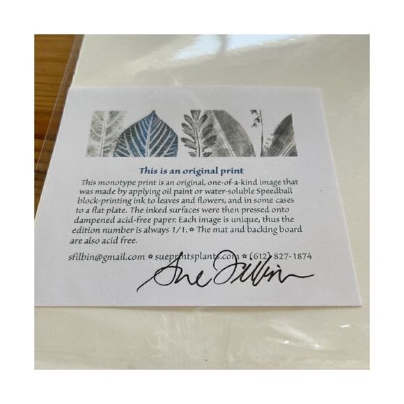 Maple Leaf Art Print Monotype Block Oil Ink Fall Autum Sz 5 x 7 Burgundy Green - Picture 3 of 7